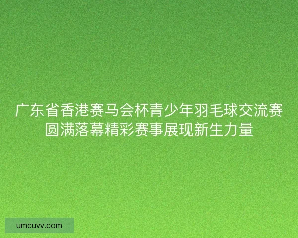 广东省香港赛马会杯青少年羽毛球交流赛圆满落幕精彩赛事展现新生力量