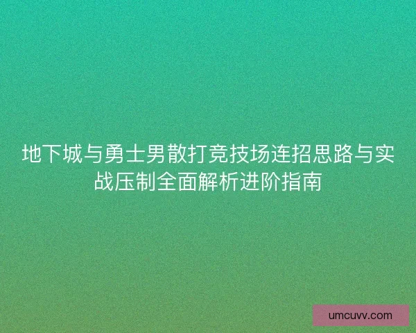 地下城与勇士男散打竞技场连招思路与实战压制全面解析进阶指南