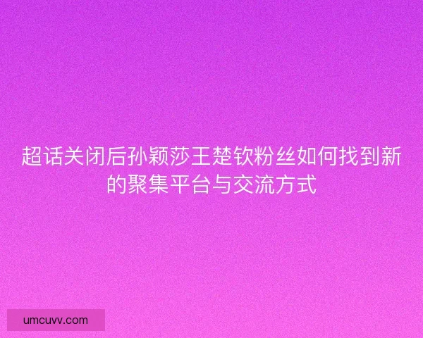 超话关闭后孙颖莎王楚钦粉丝如何找到新的聚集平台与交流方式